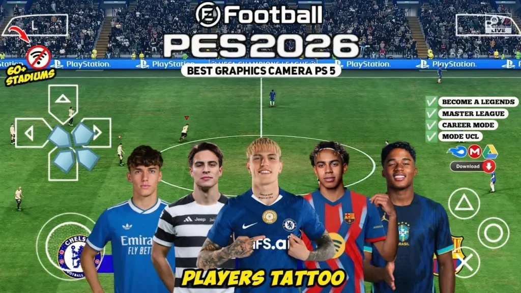eFootball PES 2026 PPSSPP ISO Download New 25/26 Kits Real Faces Latest Transfers for Android