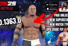 WWE 2K25 Netflix Edition MOD APK gameplay screen for Android wrestling game