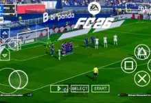 EA Sports FC 2026 PPSSPP ISO Android download section with PS5 camera and emulator files